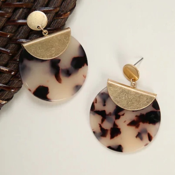 Anthropologie Jewelry - LAST SET Marble Gold Statement Earrings